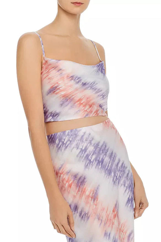 Pink Purple Tie-Dye Cropped Camisole & Slip Skirt Avalabel