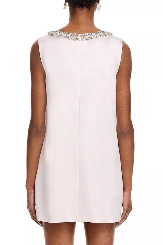 Rhinestones EmbellIshed Bow Mini Dress in White Avalabel