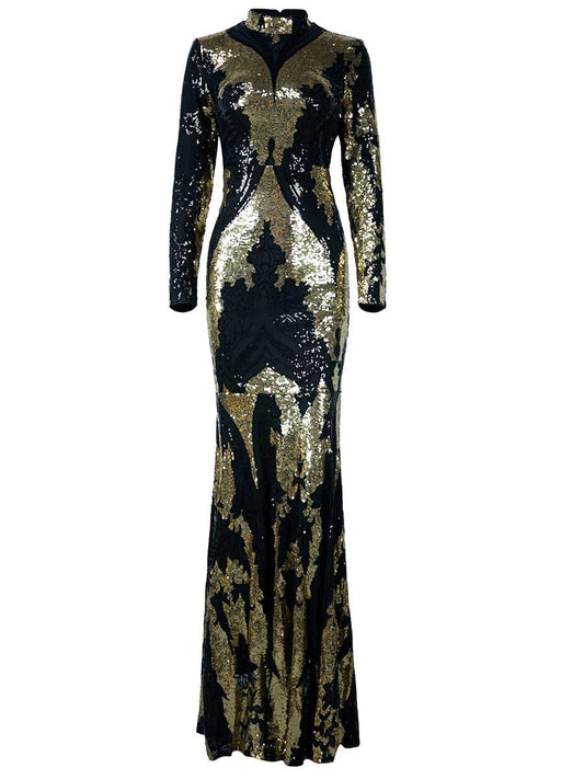 Stand Collar Sequin Prom Dress Avalabel