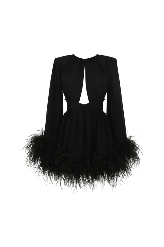 ORNELLA FEATHER TRIM DRESS Avalabel