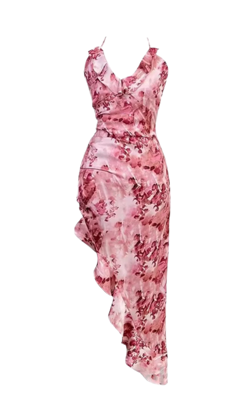 FLORAL RUFFLED SKEW DRESS Avalabel