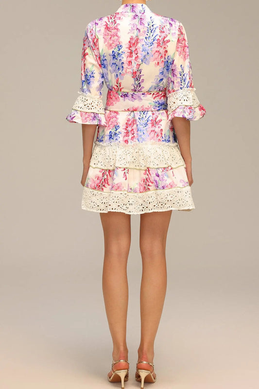 Zohara Lace Floral Printed Mini Dress Avalabel