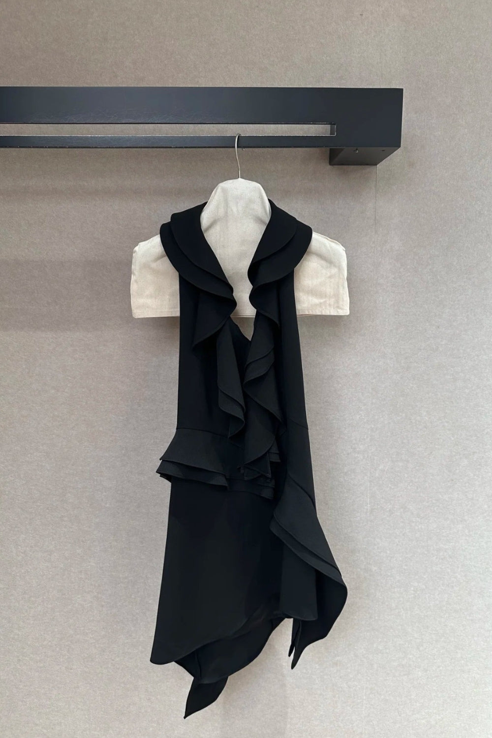 Phoenix Ruffled Backless Mini Dress in Black