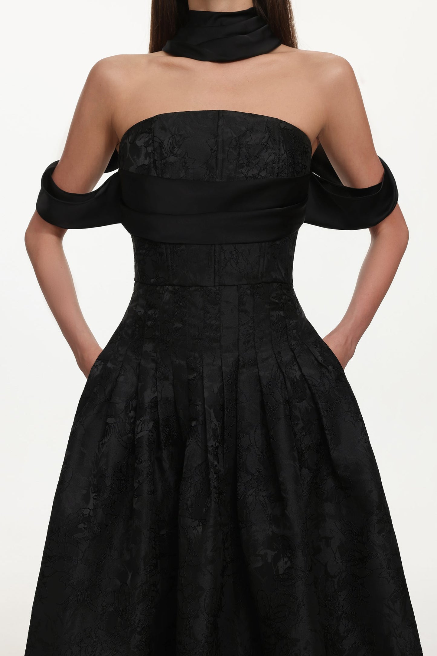Nancy Off Shoulder Pleated Floral Maxi Dress Avalabel