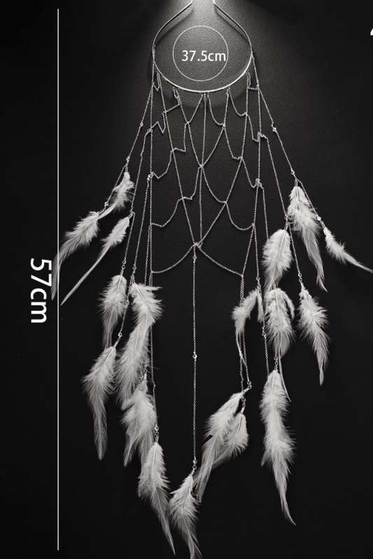 Bohemian White Feather Cascade Head Chain Avalabel