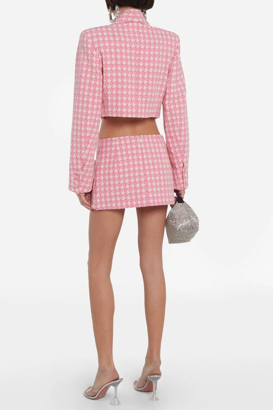 helen Embellished checked wool-blend blazer set in pink Avalabel