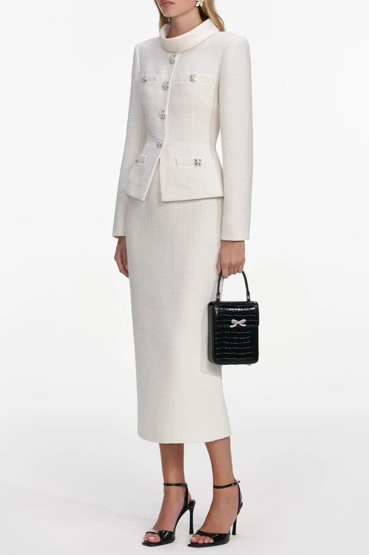 michaelia Cream Boucle Tailored Midi Dress set