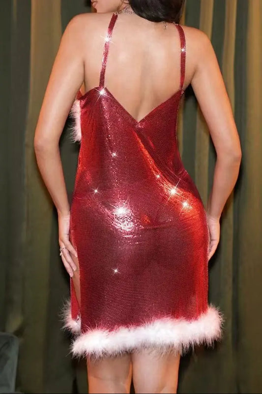 Juyce Halter Feather Mini Dress Avalabel
