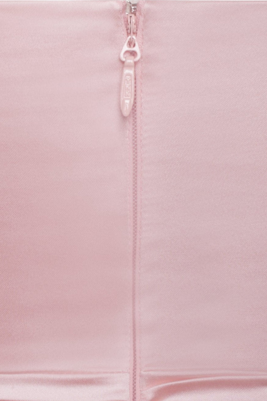 Pink Strapless Satin Bodycon Mini Dress