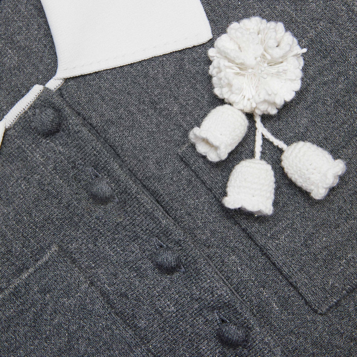 Winni Grey Crochet Flower Collared Knit Mini Dress