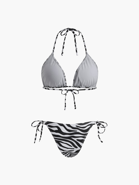 Zebra Striped Triangle Bikini Set Avalabel