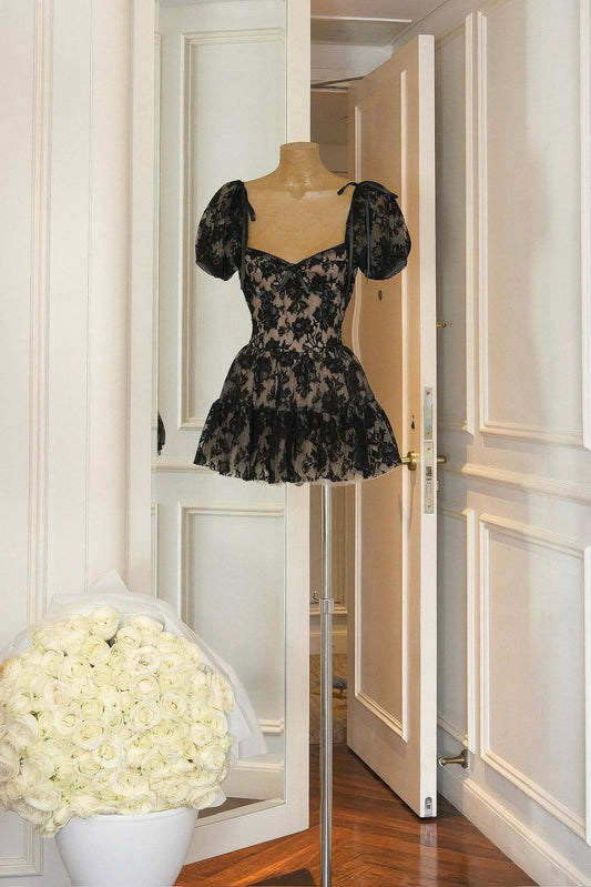 Lara Puff Lace Mini Dress