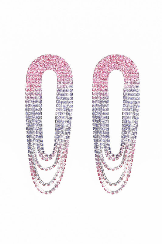 Fashionable Gradient Color Tassel Large Earrings