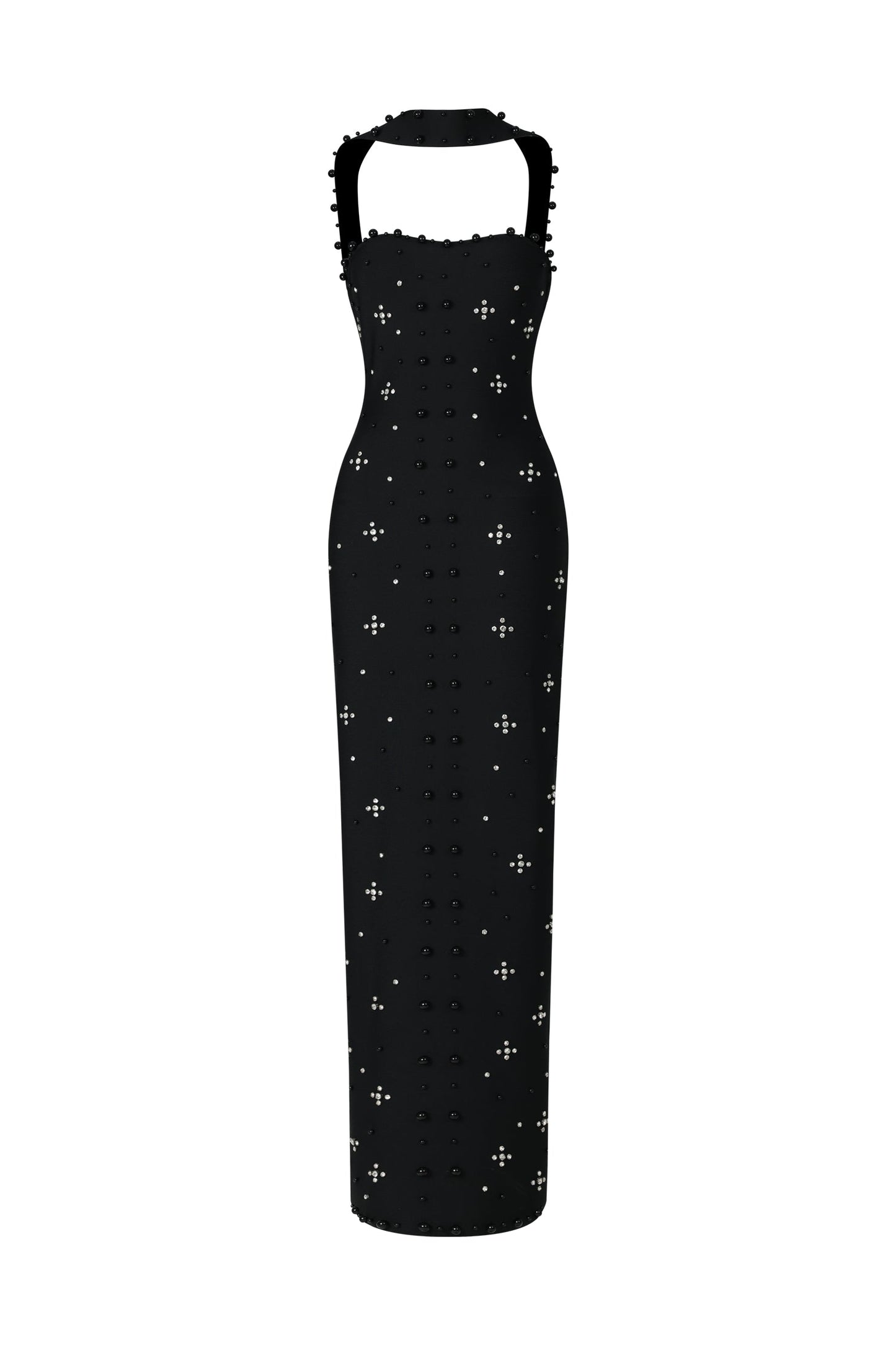 Nesya Sleeveless Pearl Bandage Maxi Dress