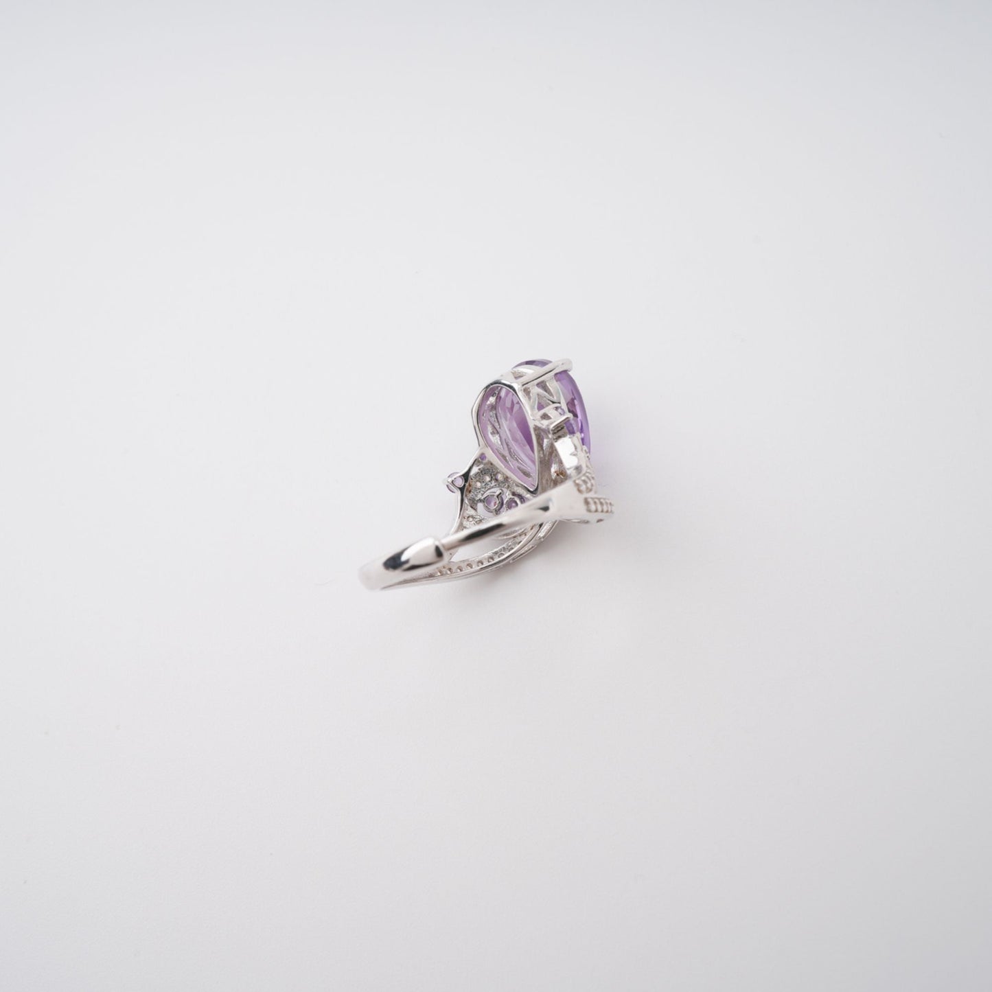 Eléonore Purple Pear Cut Gemstone Sterling Silver Adjustable Ring Avalabel