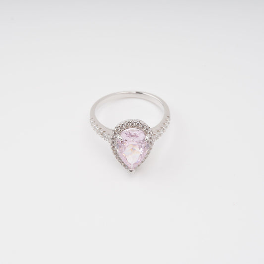 Éclat Pink Pear Shaped Gemstone Sterling Silver Ring Avalabel