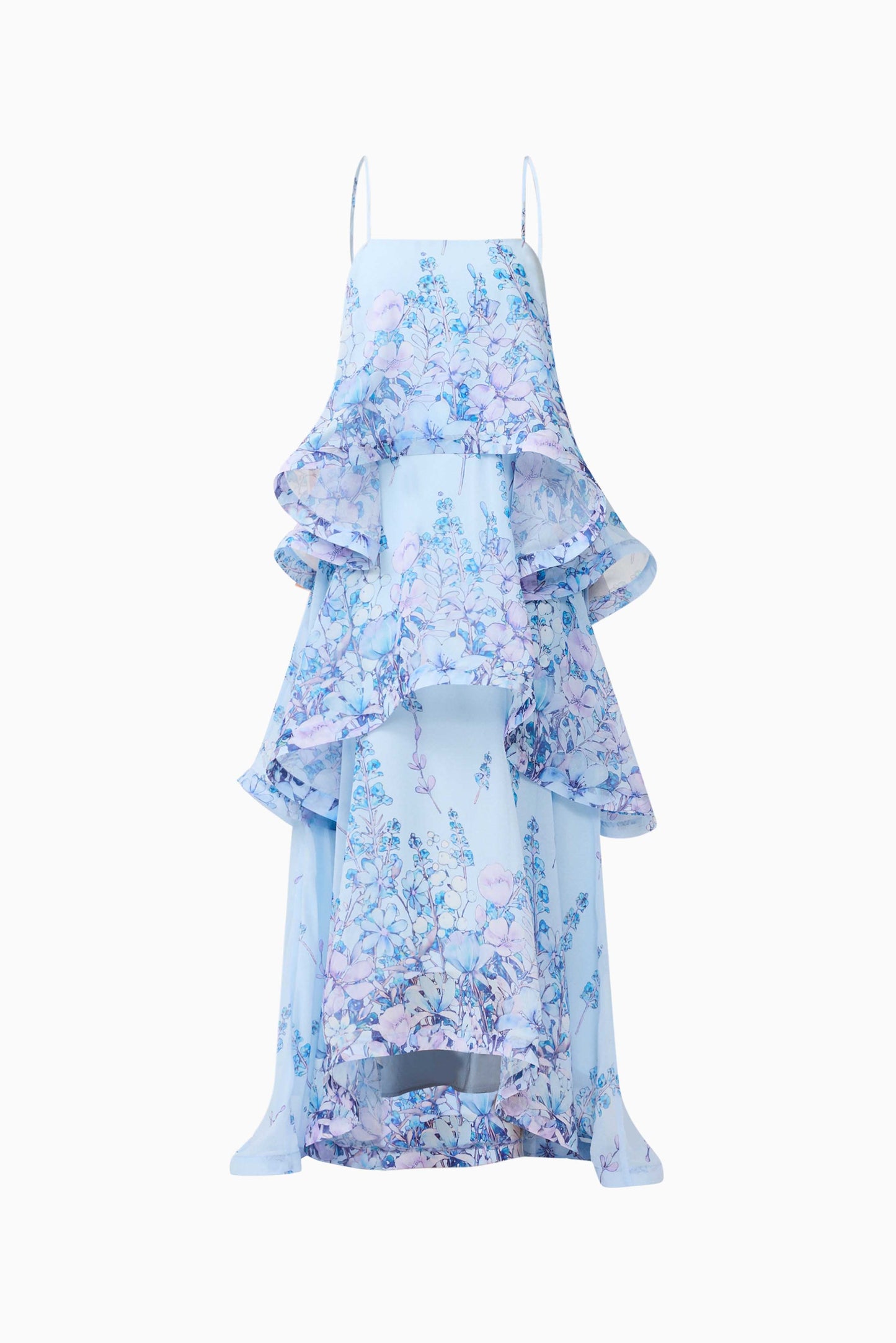 Sandy Tiered Maxi Dress In Baby Blue Floral