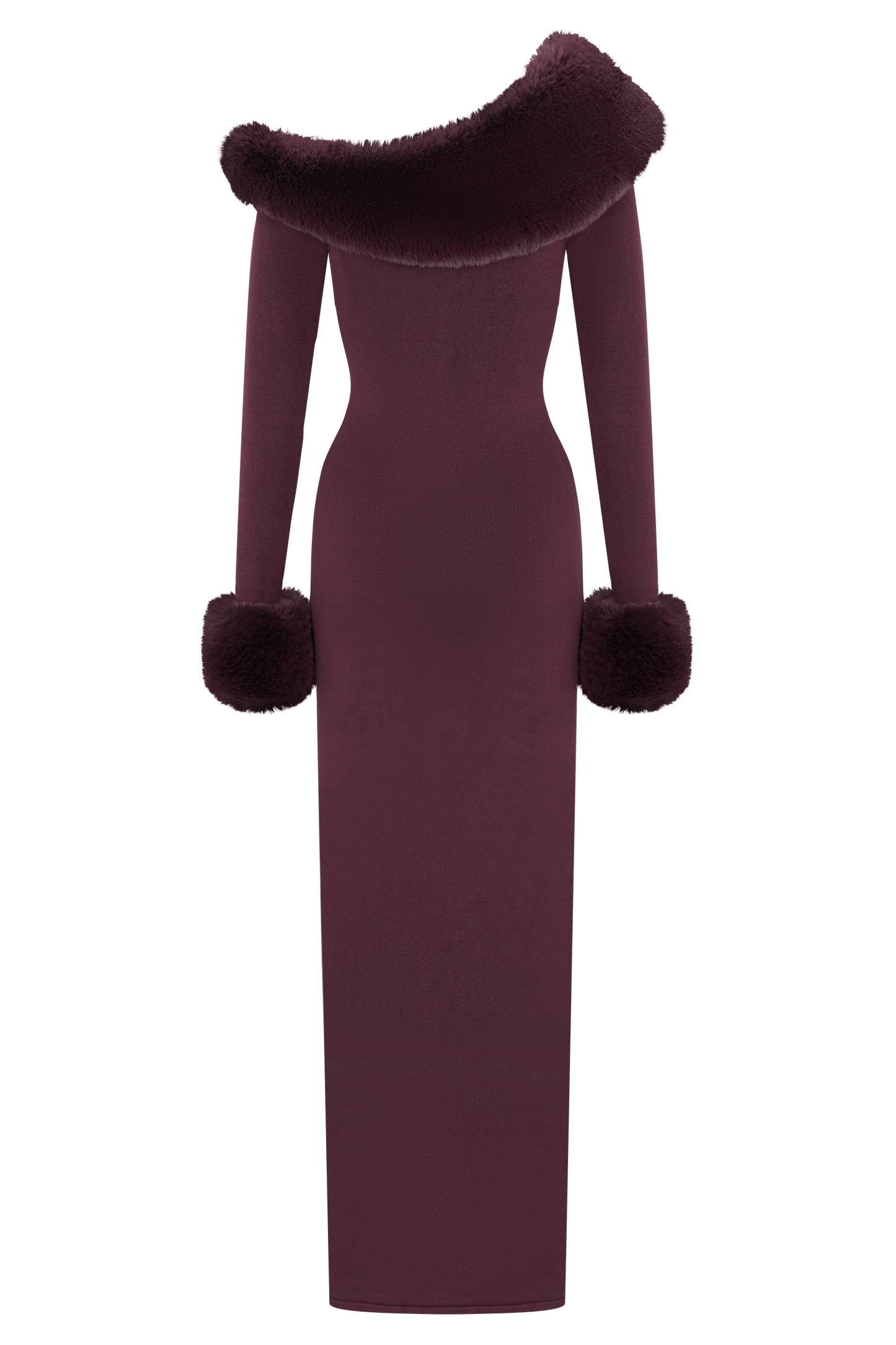 rebecca Faux Fur Knit Maxi Dress - Plum