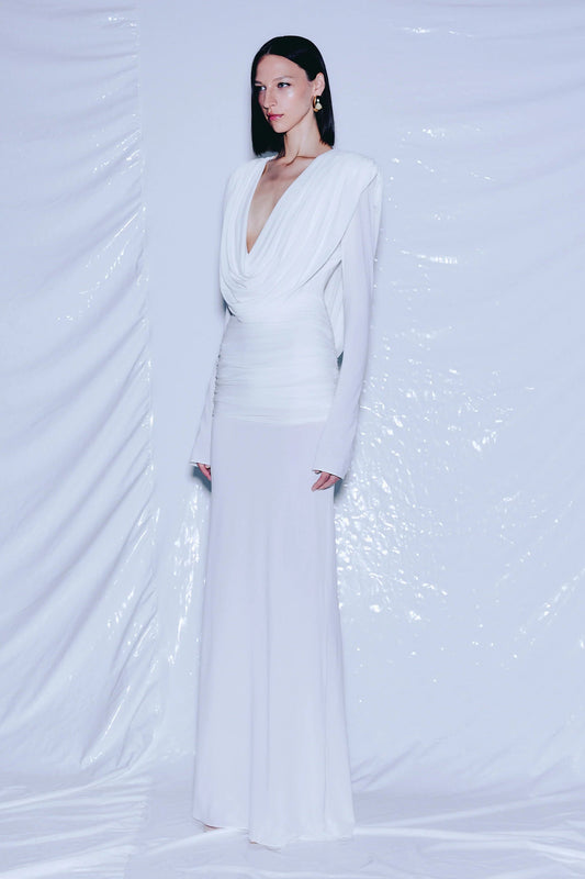 Linus V-neck Draped Backless Maxi Dress