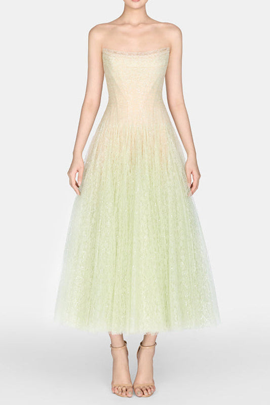 MINT DRAPED LACE MIDI DRESS Avalabel