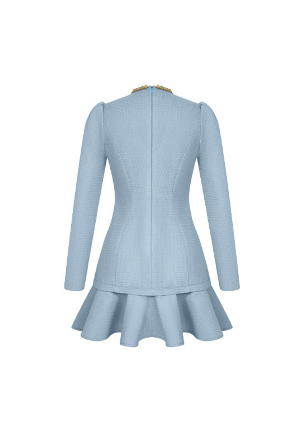 sylvia rhinestone neck cutout mini dress in blue