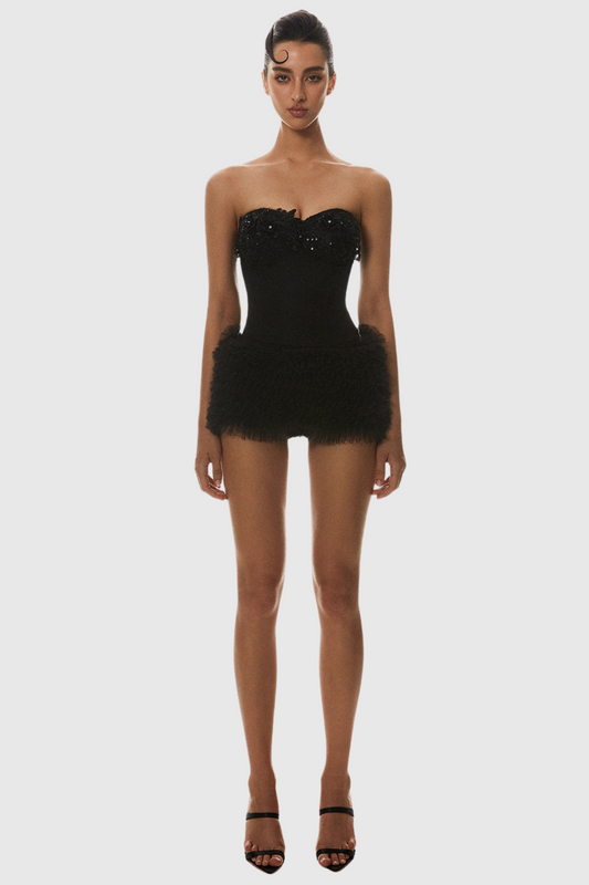 Nketia Sequin Embroidery Strapless Corset Avalabel