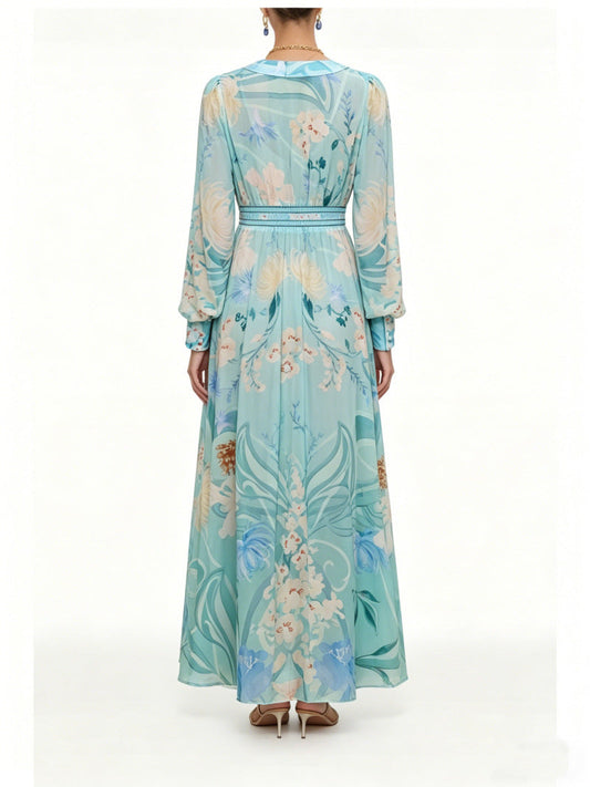 Zanna Silk Floral V-Neck Maxi Dress
