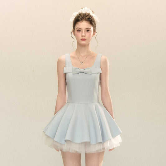 spliced mesh puffy mini dress Avalabel