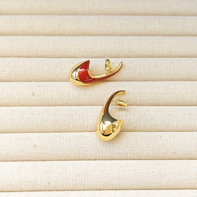 retro gold- red earring