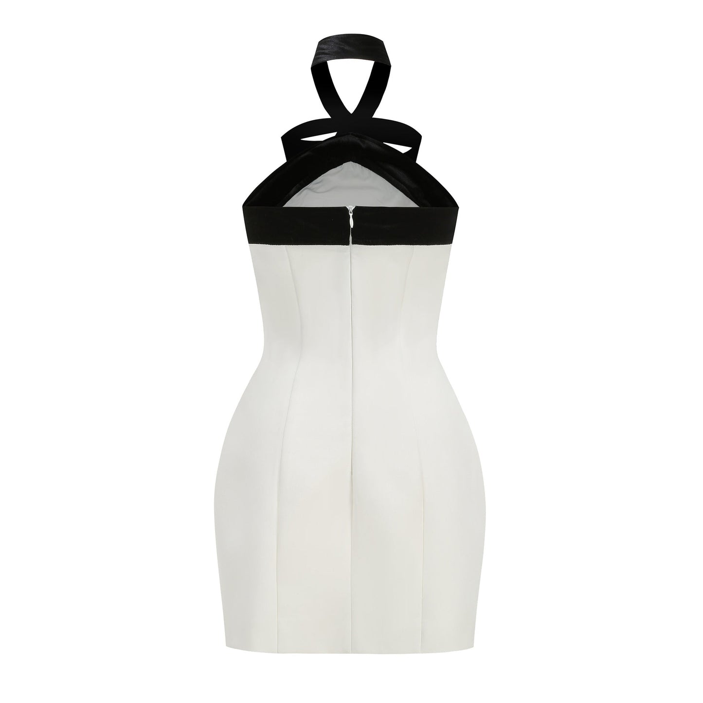 Fortunata Halter Neck Velvet Bow Mini Dress Avalabel