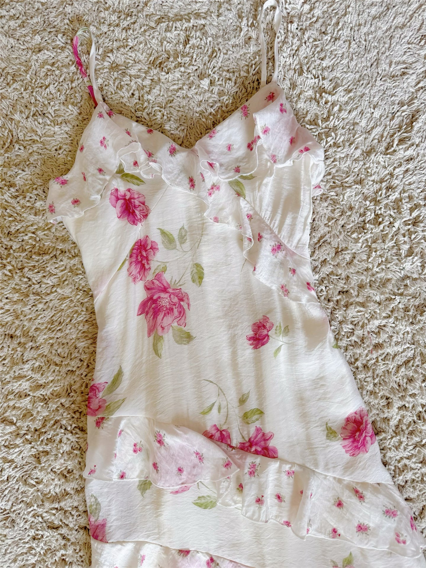 Floral Ruffle Tiered Maxi Dress - Pink & Lvory