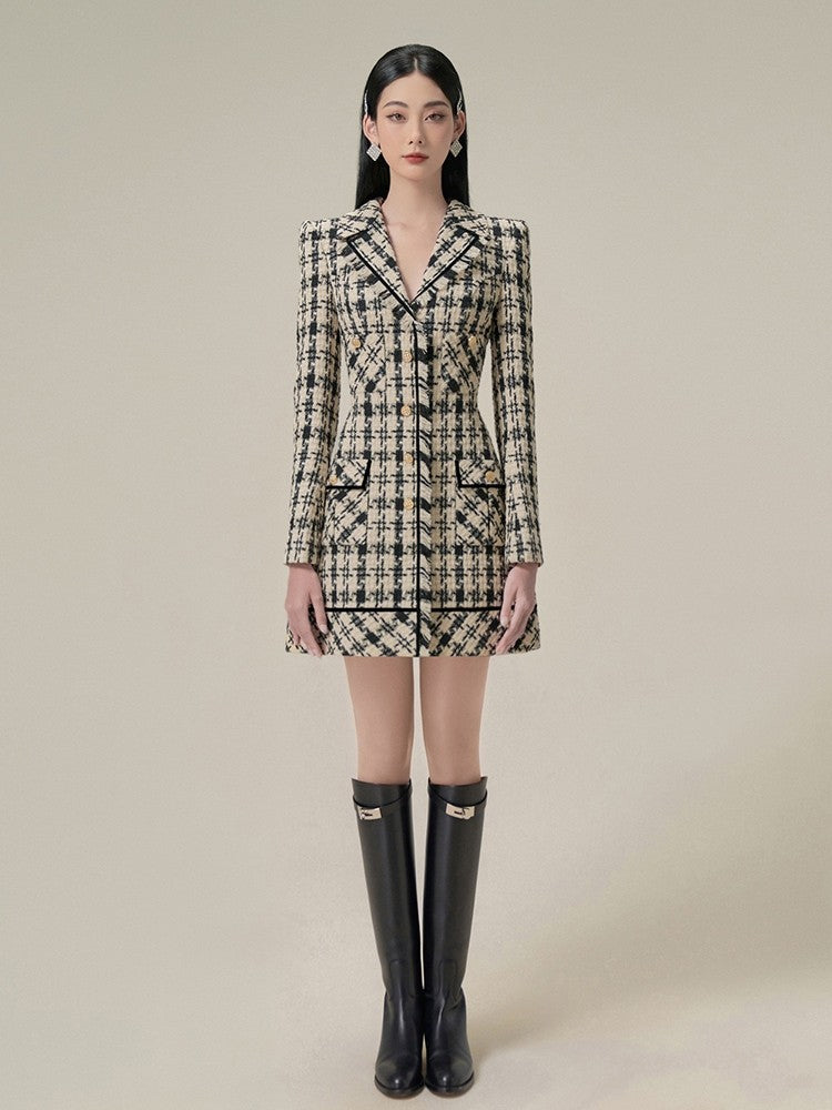 Ophelia Houndstooth Tweed Mini Dress