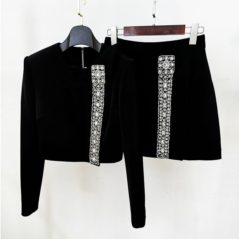 sylvia Crystal Embellishment Side Slit Skirt & Top Set