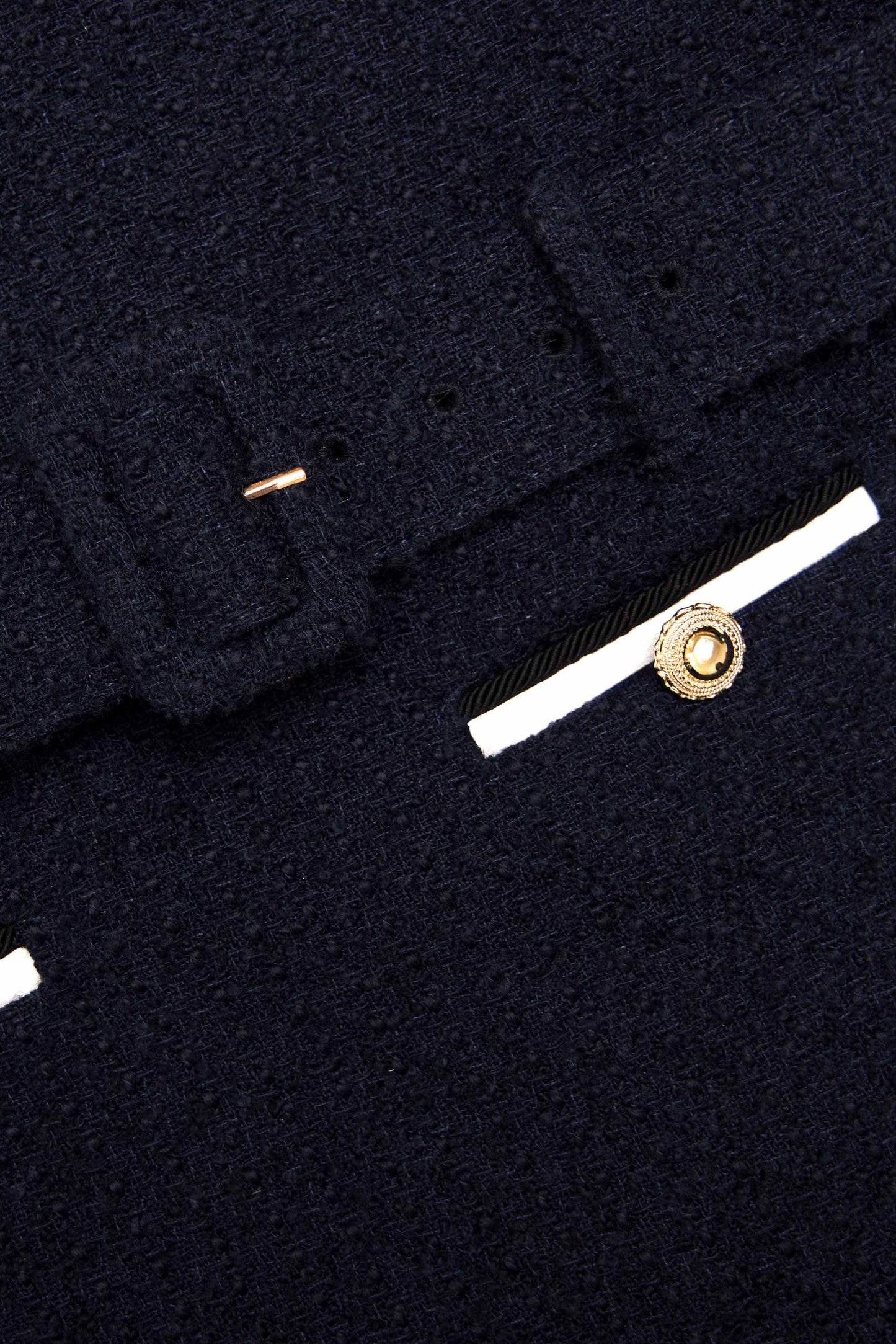 Apphia Tweed Low-Rise Pants Set in Navy Blue