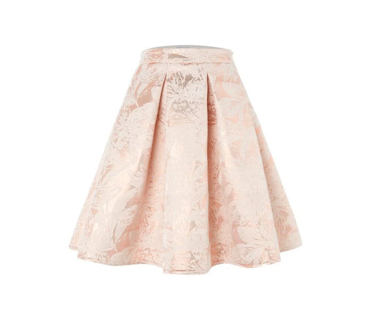 pink jacquard mid-waist puffy Umbrella skirt Avalabel