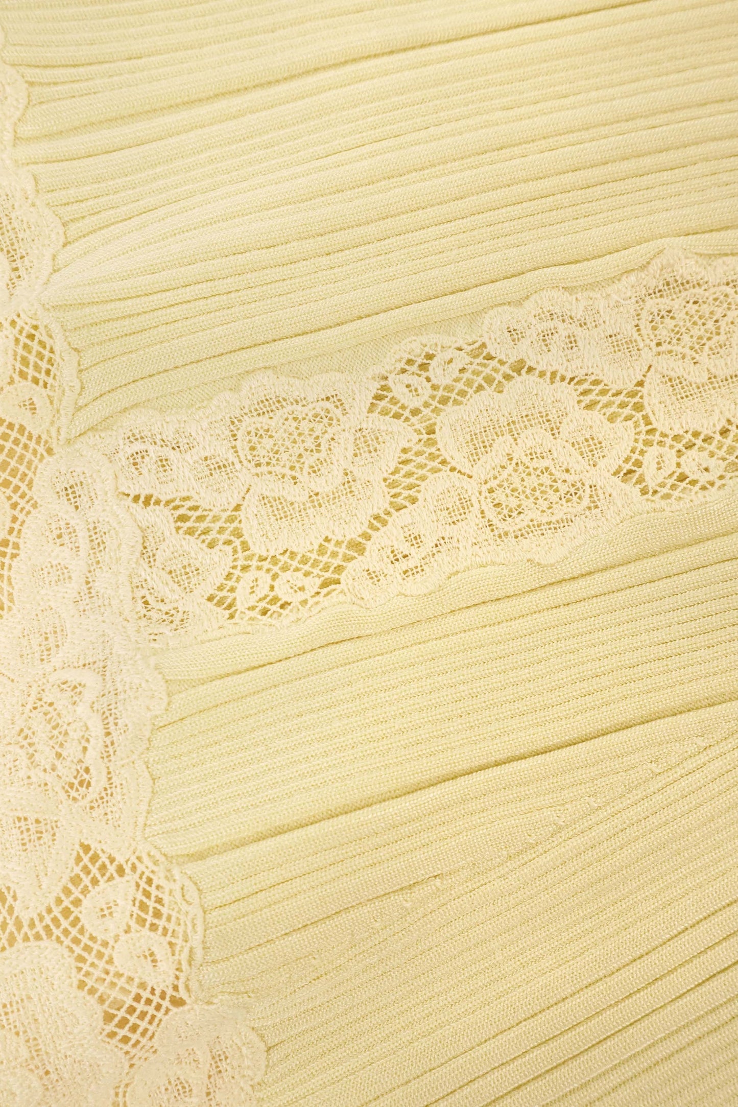 Yellow Knit Lace Insert Midi Dress Avalabel