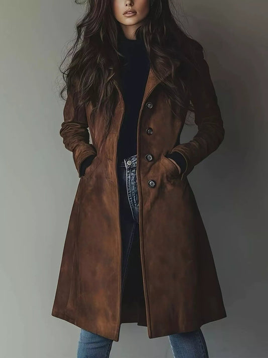 Button Up Long Sleeve Trench Coat Avalabel