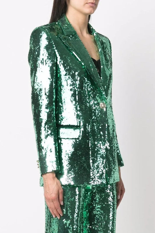 florence sequin-embellished blazer in green
