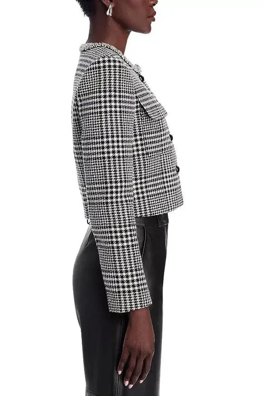 virginia Houndstooth Crystal Trim Jacket - Black/White Avalabel