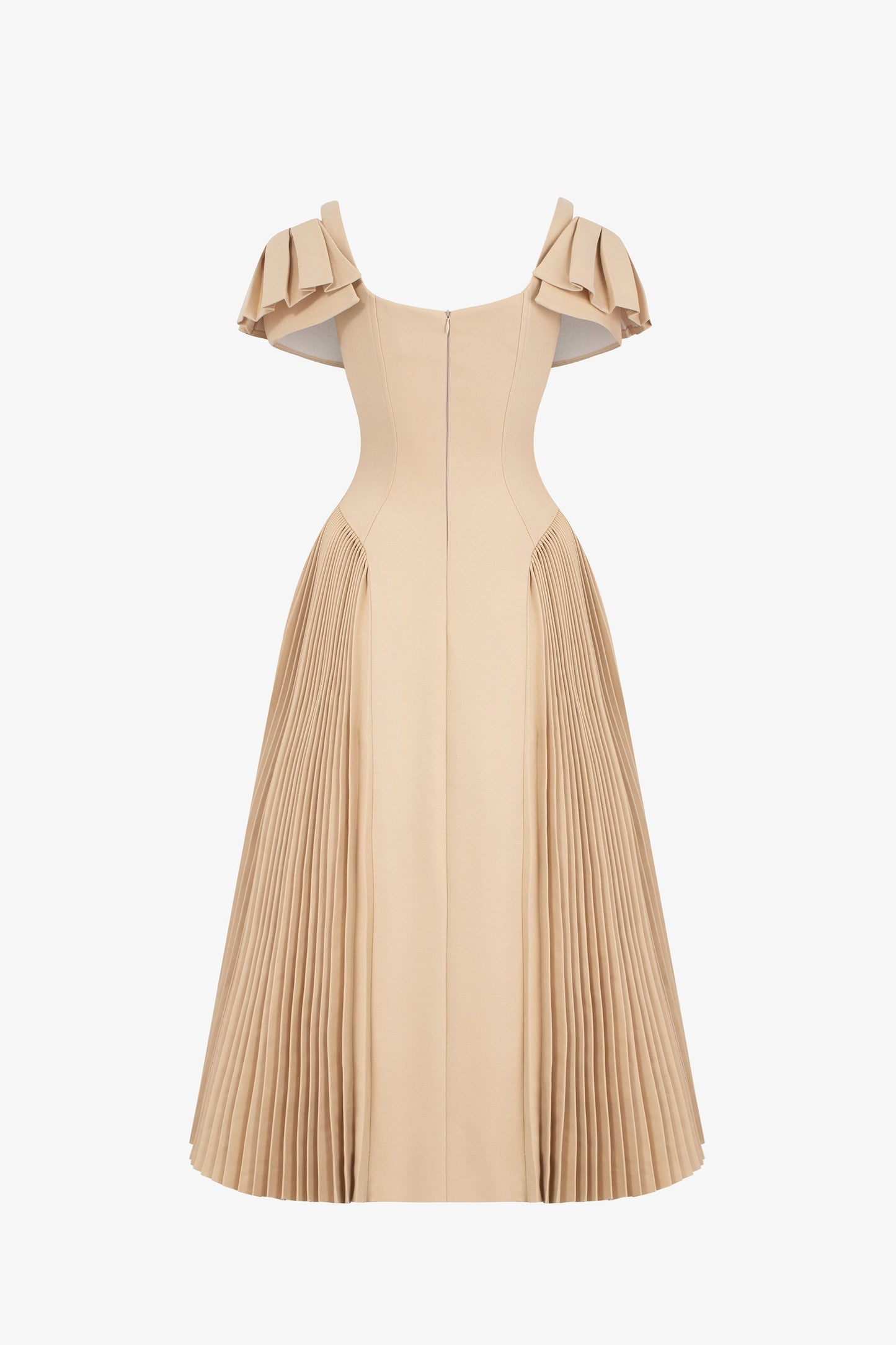 Mandy Khaki Sapphi Off-shoulder Midi Dress