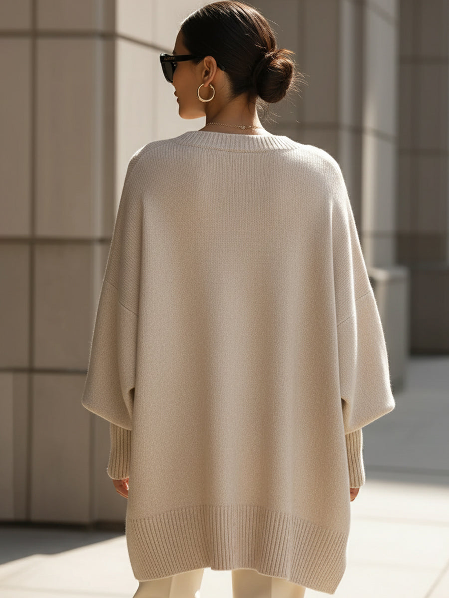 Oversized Knit Poncho Sweater Avalabel