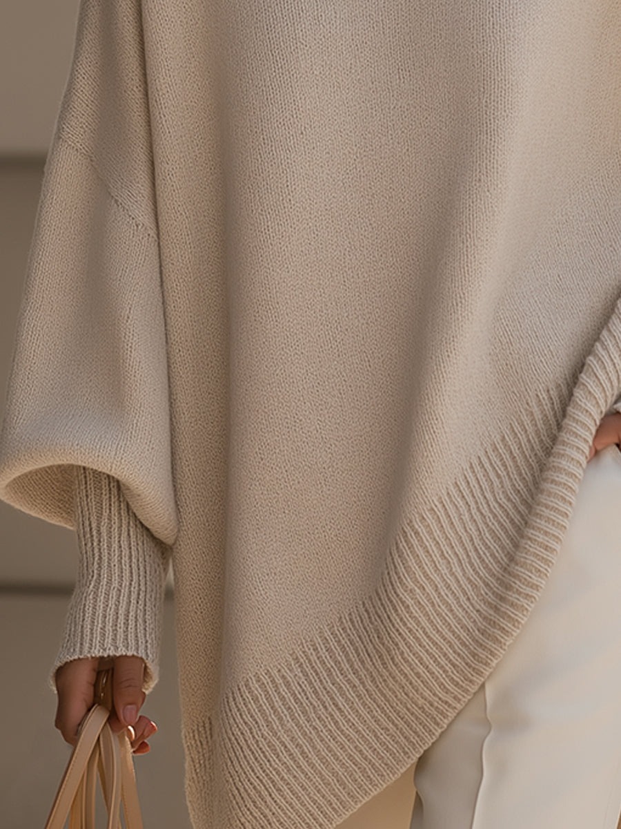 Oversized Knit Poncho Sweater Avalabel