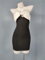 SATIN BOW BODYCON MINI DRESS Avalabel