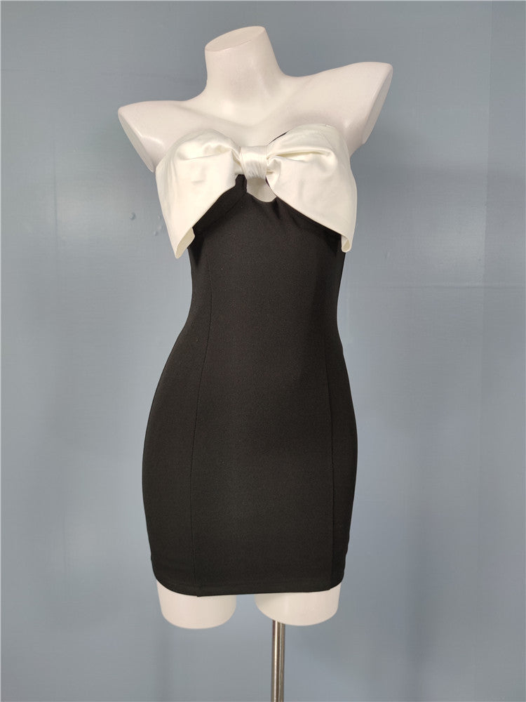 SATIN BOW BODYCON MINI DRESS Avalabel