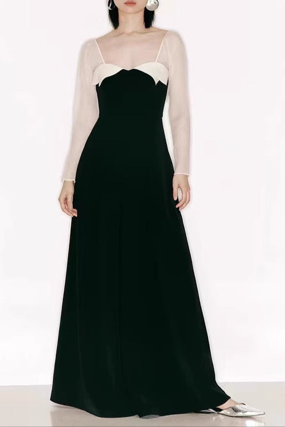 JENNY TULLE SLEEVE SQUARE NECK MAXI DRESS IN BLACK Avalabel