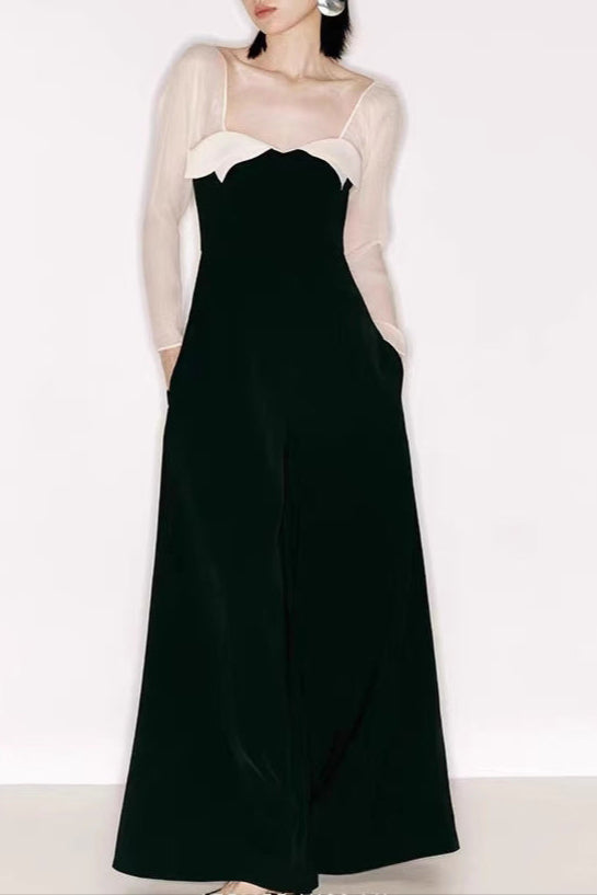JENNY TULLE SLEEVE SQUARE NECK MAXI DRESS IN BLACK Avalabel