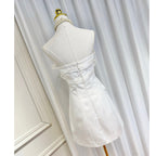 White Bow Embellished Strapless Mini Dress Avalabel