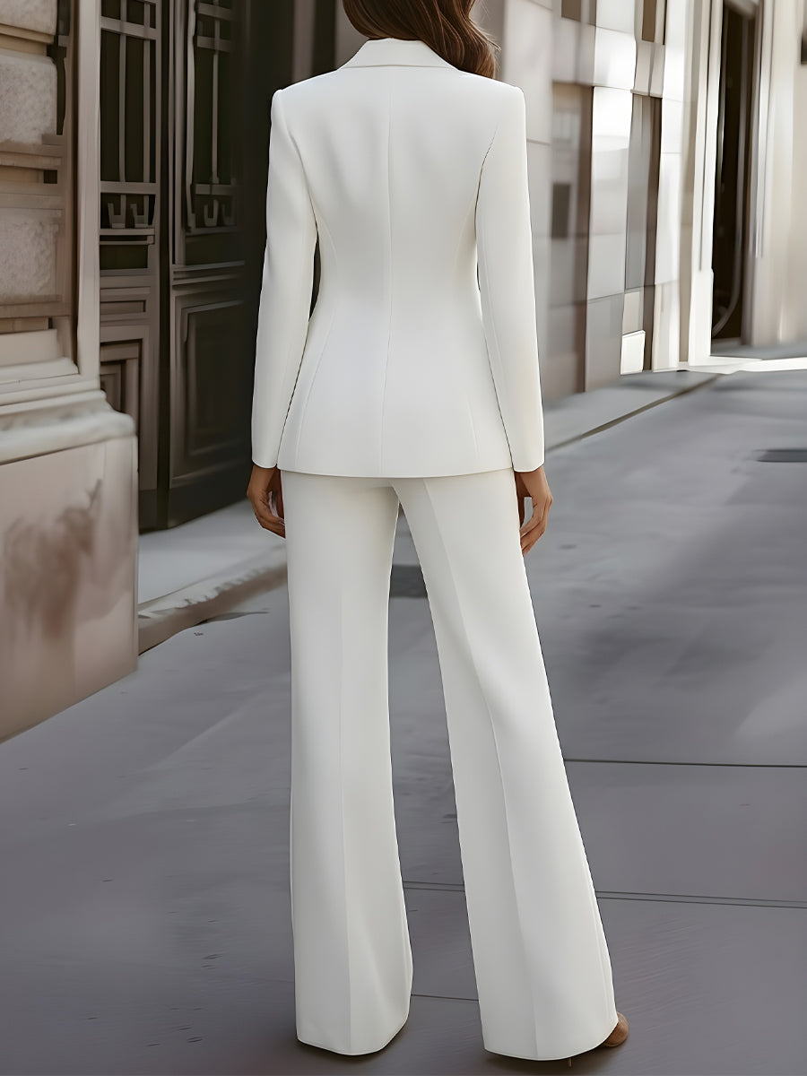 Tailored Pantsuit With Floral Lapel Detail Avalabel