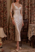 alexandra satin Corset Dress in white Avalabel