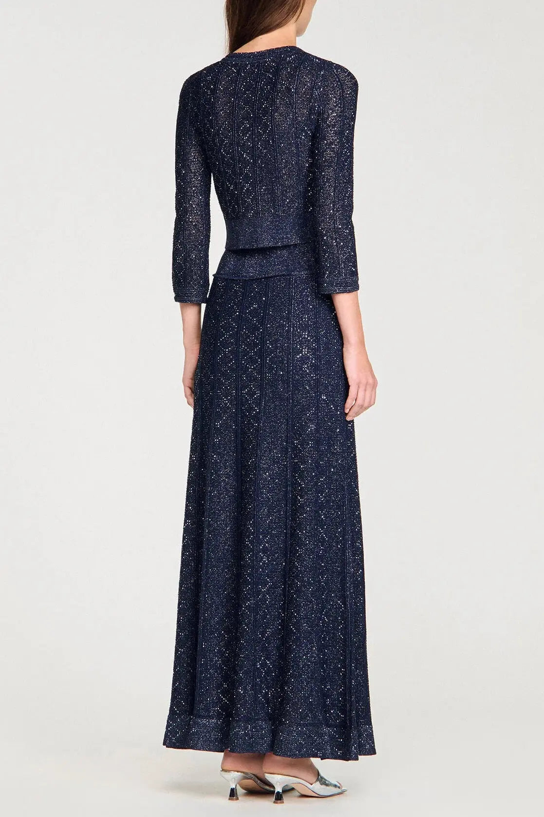 alexandra Strass knit cropped cardigan in navy blue Avalabel